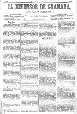 'El Defensor de Granada  : diario político independiente' - Año IV Número 897  - 1883 Marzo 23