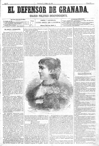'El Defensor de Granada  : diario político independiente' - Año IV Número 897  - 1883 Marzo 25