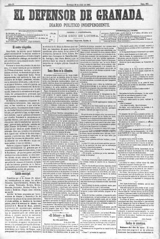 'El Defensor de Granada  : diario político independiente' - Año IV Número 925  - 1883 Abril 22