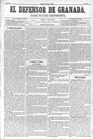 'El Defensor de Granada  : diario político independiente' - Año IV Número 940  - 1883 Mayo 06