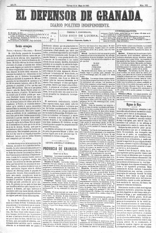'El Defensor de Granada  : diario político independiente' - Año IV Número 952  - 1883 Mayo 18