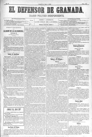 'El Defensor de Granada  : diario político independiente' - Año IV Número 955  - 1883 Mayo 21