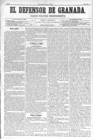 'El Defensor de Granada  : diario político independiente' - Año IV Número 956  - 1883 Mayo 23