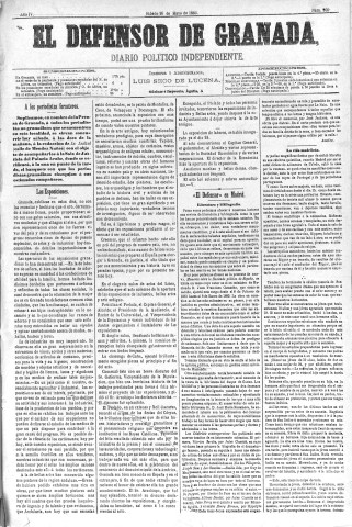 'El Defensor de Granada  : diario político independiente' - Año IV Número 960  - 1883 Mayo 26
