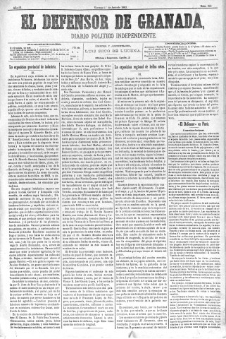 'El Defensor de Granada  : diario político independiente' - Año IV Número 965  - 1883 Junio 01