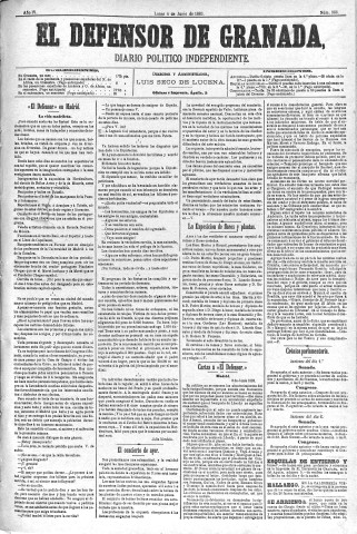 'El Defensor de Granada  : diario político independiente' - Año IV Número 968  - 1883 Junio 04