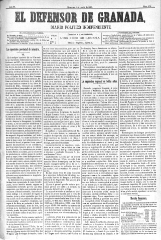 'El Defensor de Granada  : diario político independiente' - Año IV Número 970  - 1883 Junio 06