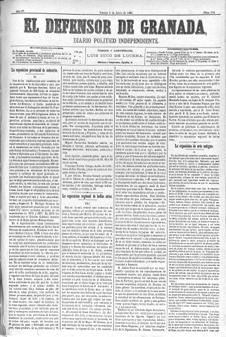 'El Defensor de Granada  : diario político independiente' - Año IV Número 972  - 1883 Junio 08