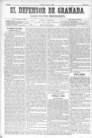 'El Defensor de Granada  : diario político independiente' - Año IV Número 979  - 1883 Junio 15