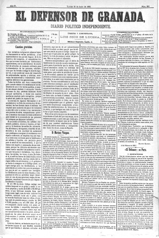 'El Defensor de Granada  : diario político independiente' - Año IV Número 986  - 1883 Junio 22