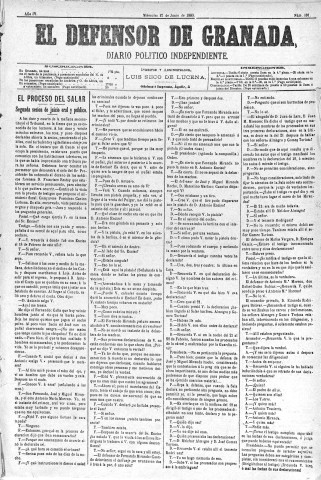 'El Defensor de Granada  : diario político independiente' - Año IV Número 991  - 1883 Junio 27