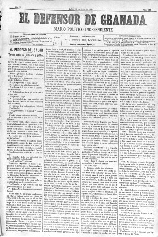 'El Defensor de Granada  : diario político independiente' - Año IV Número 992  - 1883 Junio 28