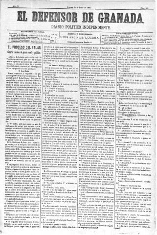 'El Defensor de Granada  : diario político independiente' - Año IV Número 993  - 1883 Junio 29
