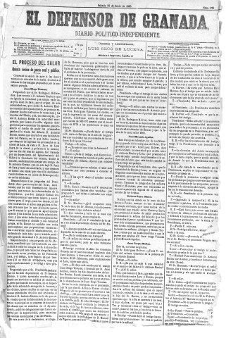 'El Defensor de Granada  : diario político independiente' - Año IV Número 994  - 1883 Junio 30