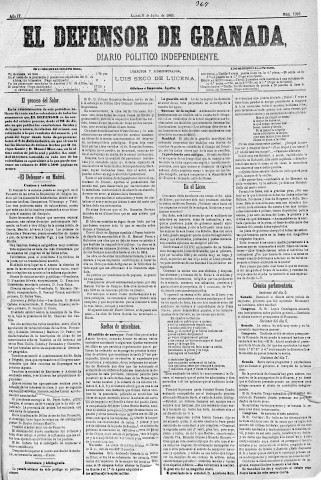 'El Defensor de Granada  : diario político independiente' - Año IV Número 1003  - 1883 Julio 09