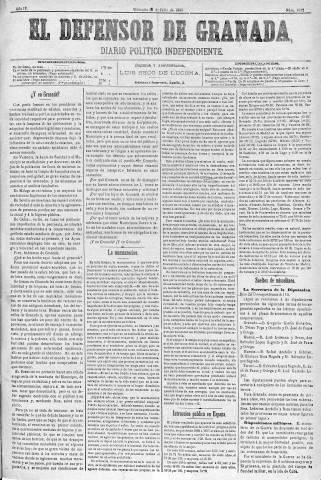 'El Defensor de Granada  : diario político independiente' - Año IV Número 1012  - 1883 Julio 18