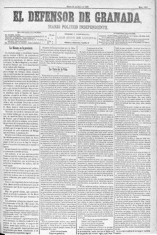 'El Defensor de Granada  : diario político independiente' - Año IV Número 1018  - 1883 Julio 24