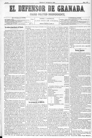'El Defensor de Granada  : diario político independiente' - Año IV Número 1026  - 1883 Agosto 01