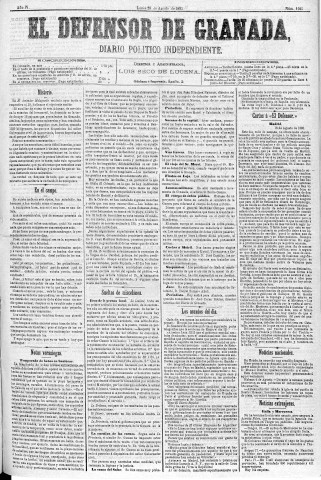 'El Defensor de Granada  : diario político independiente' - Año IV Número 1045  - 1883 Agosto 20