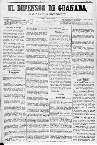 'El Defensor de Granada  : diario político independiente' - Año IV Número 1048  - 1883 Agosto 23