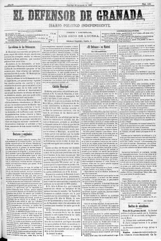 'El Defensor de Granada  : diario político independiente' - Año IV Número 1051  - 1883 Agosto 26
