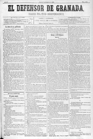 'El Defensor de Granada  : diario político independiente' - Año IV Número 1073  - 1883 Septiembre 17