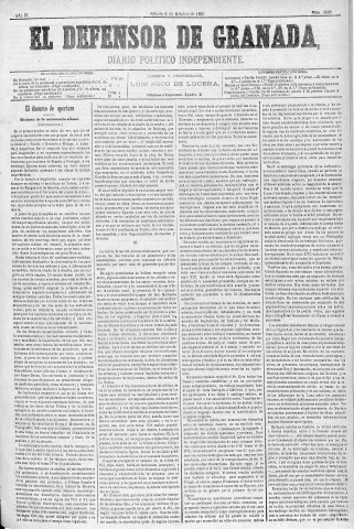 'El Defensor de Granada  : diario político independiente' - Año IV Número 1092  - 1883 Octubre 06