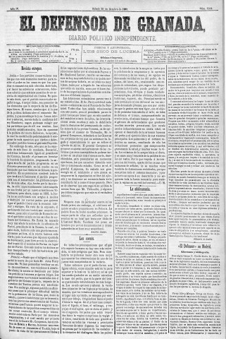 'El Defensor de Granada  : diario político independiente' - Año IV Número 1104  - 1883 Octubre 20