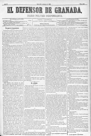 'El Defensor de Granada  : diario político independiente' - Año IV Número 1114  - 1883 Octubre 30
