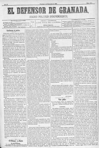 'El Defensor de Granada  : diario político independiente' - Año IV Número 1119  - 1883 Noviembre 04