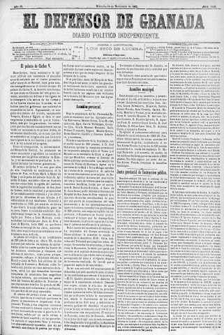 'El Defensor de Granada  : diario político independiente' - Año IV Número 1129  - 1883 Noviembre 14
