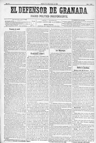 'El Defensor de Granada  : diario político independiente' - Año IV Número 1132  - 1883 Noviembre 17