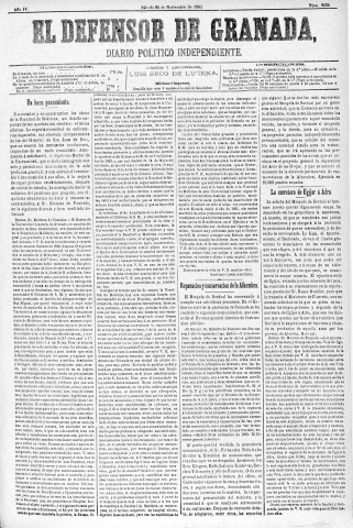 'El Defensor de Granada  : diario político independiente' - Año IV Número 1139  - 1883 Noviembre 24