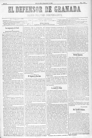 'El Defensor de Granada  : diario político independiente' - Año IV Número 1143  - 1883 Noviembre 28