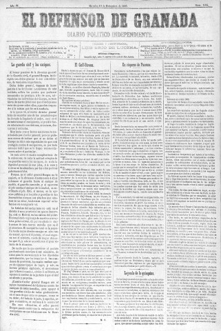 'El Defensor de Granada  : diario político independiente' - Año IV Número 1164  - 1883 Diciembre 19