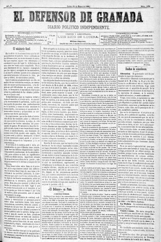 'El Defensor de Granada  : diario político independiente' - Año V Número 1199  - 1884 Enero 24