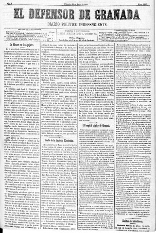 'El Defensor de Granada  : diario político independiente' - Año V Número 1205  - 1884 Enero 30