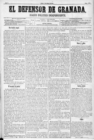 'El Defensor de Granada  : diario político independiente' - Año V Número 1238  - 1884 Marzo 03