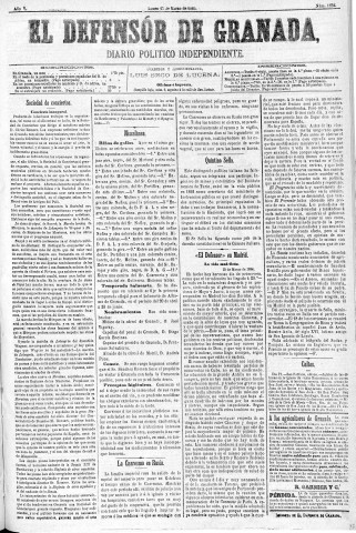 'El Defensor de Granada  : diario político independiente' - Año V Número 1252  - 1884 Marzo 17