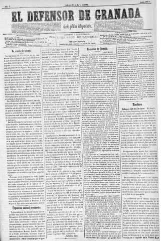 'El Defensor de Granada  : diario político independiente' - Año V Número 1264  - 1884 Marzo 29