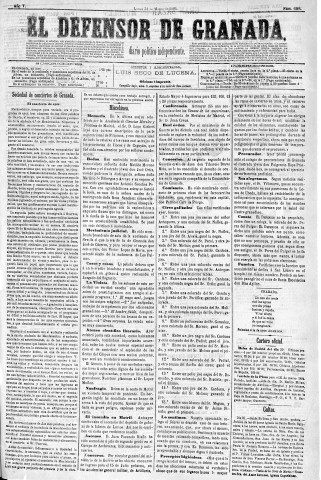 'El Defensor de Granada  : diario político independiente' - Año V Número 1266  - 1884 Marzo 31