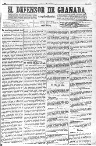 'El Defensor de Granada  : diario político independiente' - Año V Número 1267  - 1884 Abril 01