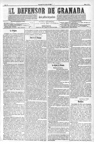 'El Defensor de Granada  : diario político independiente' - Año V Número 1274  - 1884 Abril 09