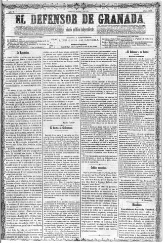 'El Defensor de Granada  : diario político independiente' - Año V Número 1275  - 1884 Abril 10