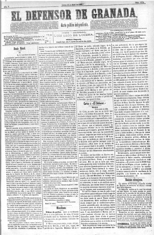 'El Defensor de Granada  : diario político independiente' - Año V Número 1278  - 1884 Abril 14
