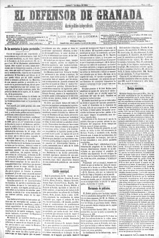 'El Defensor de Granada  : diario político independiente' - Año V Número 1295  - 1884 Mayo 01