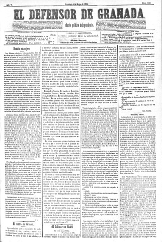 'El Defensor de Granada  : diario político independiente' - Año V Número 1298  - 1884 Mayo 04
