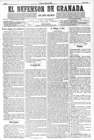 'El Defensor de Granada  : diario político independiente' - Año V Número 1302  - 1884 Mayo 08