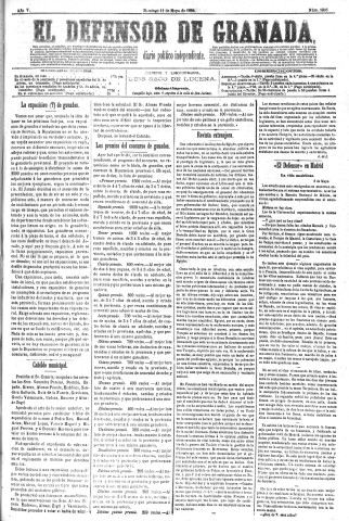 'El Defensor de Granada  : diario político independiente' - Año V Número 1305  - 1884 Mayo 11