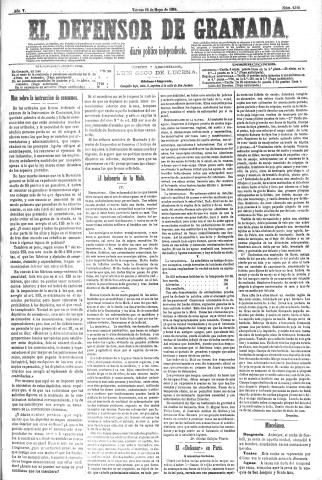 'El Defensor de Granada  : diario político independiente' - Año V Número 1310  - 1884 Mayo 16